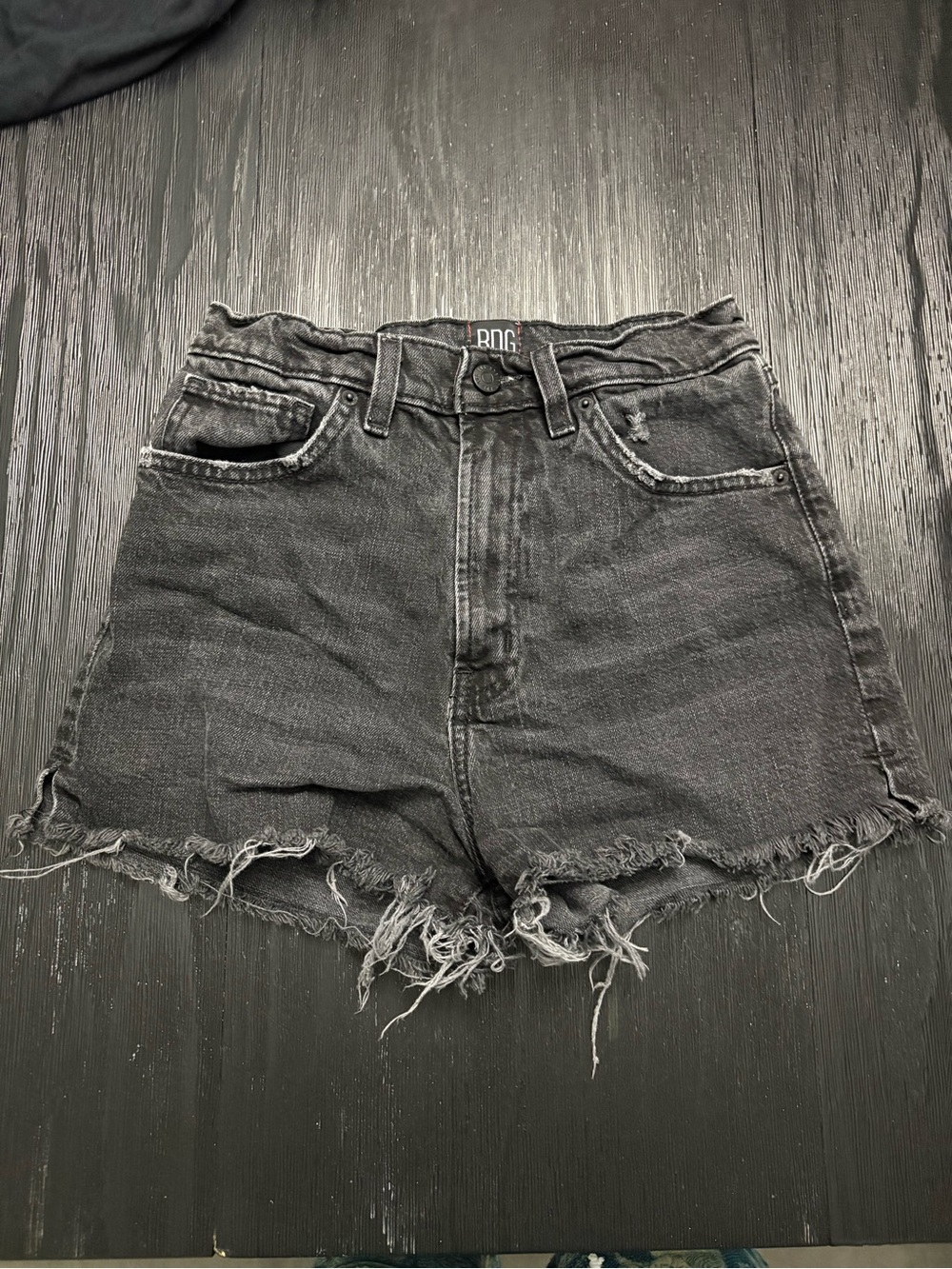 BDG Black High-Rise Distressed Denim Shorts